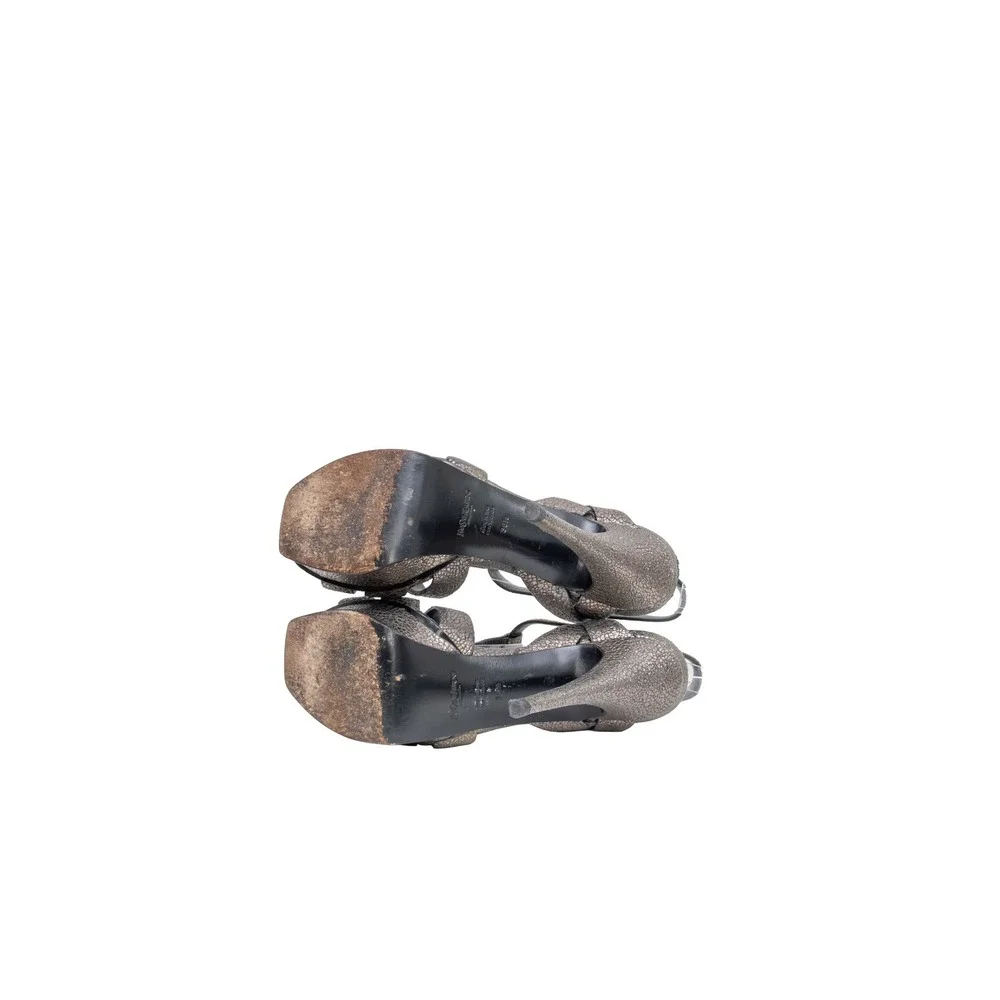 Saint Laurent‎ Tribute Platform Sandals – Metallic  – Size 36.5 EU / 6 US